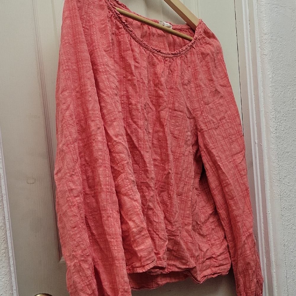 a.n.a Pink Ruched Long Sleeve Blouse